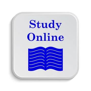 Study online icon. Internet button on white background.. 스톡 일러스트