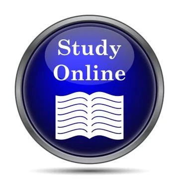 Study online icon. Internet button on white background.. 스톡 일러스트