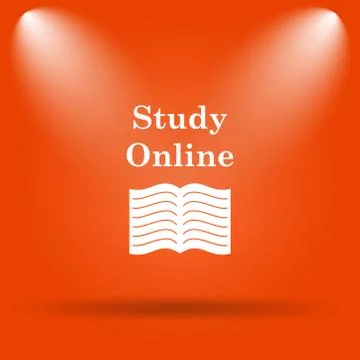 Study online icon. Internet button on orange background.. イラスト素材