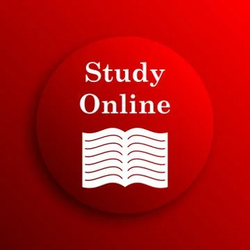 Study online icon. Internet button on white background.. 스톡 일러스트