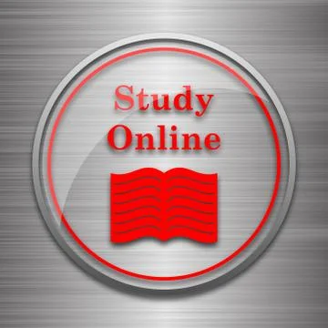 Study online icon. Internet button on metallic background.. イラスト素材