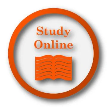 Study online icon. Internet button on white background.. 스톡 일러스트