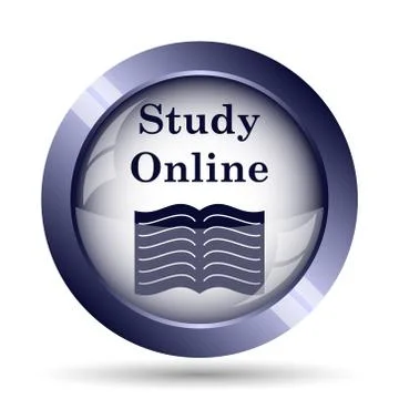 Study online icon. Internet button on white background.. 스톡 일러스트