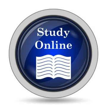 Study online icon. Internet button on white background.. 스톡 일러스트