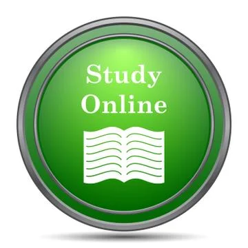 Study online icon. Internet button on white background.. 스톡 일러스트