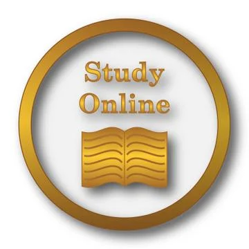 Study online icon. Internet button on white background.. 스톡 일러스트