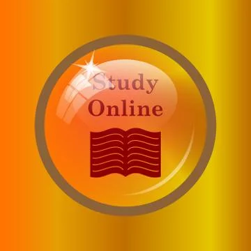 Study online icon. Internet button on colored background. . 스톡 일러스트