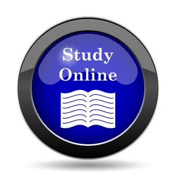 Study online icon. Internet button on white background.. 스톡 일러스트