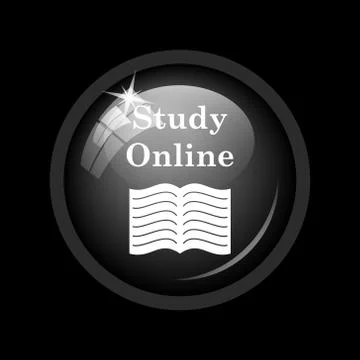 Study online icon. Internet button on black background. . 스톡 일러스트