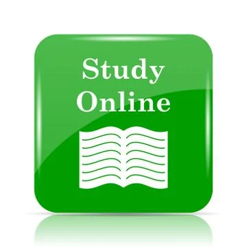 Study online icon. Internet button on white background.. 스톡 일러스트