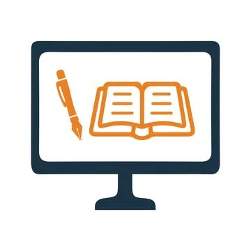 Study, online icon. Simple color vector. Stock Illustration