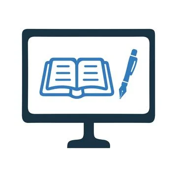 Study, online icon. Simple editable vector illustration. Illustrazione stock