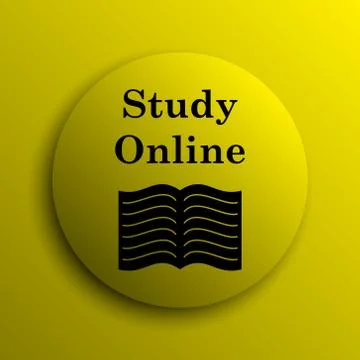 Study online icon. Yellow internet button.. Stock Illustration