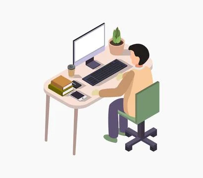 Study online isometric illustrated Stock Illustration