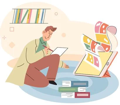 Study online, modern student or learner studying remotely from home. Training Stock Illustration