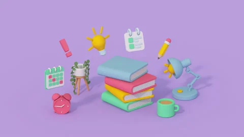 Study or work concept isometric 3D render animation Stock Footage 218339940