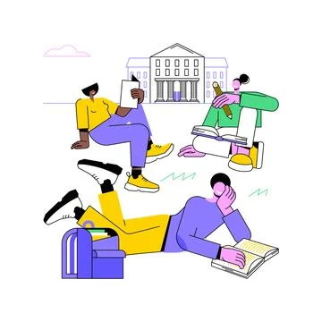 Study outdoors isolated cartoon vector illustrations. Stock Illustration