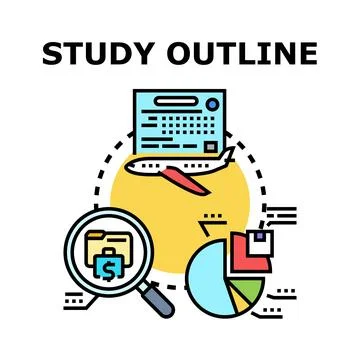 Study outline planning and business research process Stock Illustration