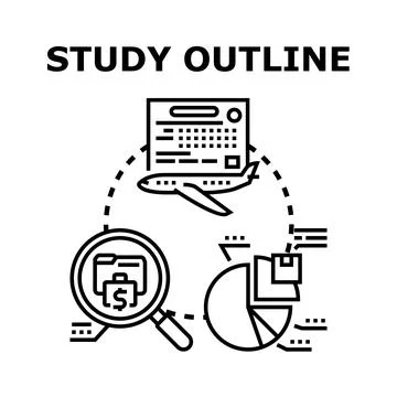 Study outline planning and business research process Stock Illustration