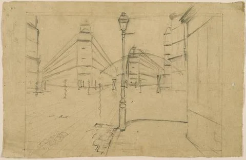 Study for Paris Street; Rainy Day 1877 France. This preparatory drawing se... Stockfoto's