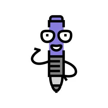 Study pen character color icon vector illustration Stock Illustration