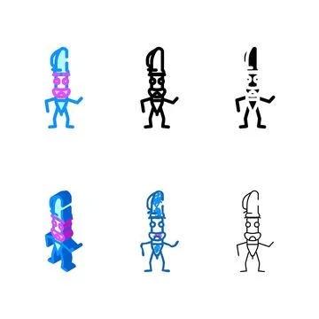 Study pen character color icon vector styleset Stock Illustration