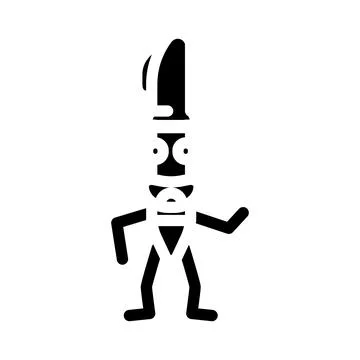Study pen character glyph icon vector illustration Stock Illustration