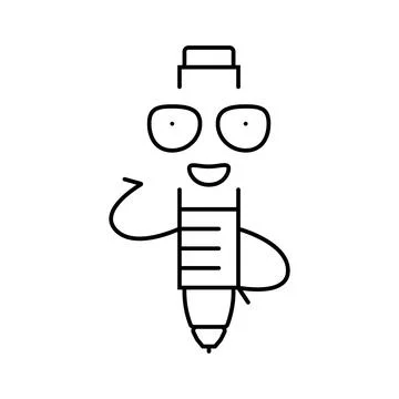 Study pen character line icon vector illustration Stock Illustration
