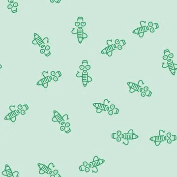 Study pen character line seamless pattern Illustrazione stock