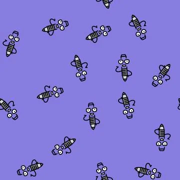 Study pen character vector seamless pattern Stockillustratie