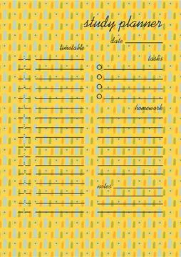 Study planner colorful page. Categories of notes. Vector pattern doodle ele.. Stock Illustration