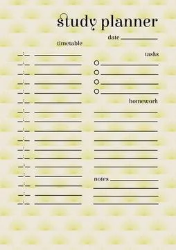 Study planner minimalist beige art. Categories of notes. Outer space with s.. Stock Illustration