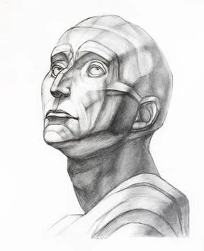 Study of plaster cast of Niccolo da Uzzano head Stock Illustration