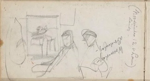 Study, possibly of two women for a building.Page 79 from a sketchbook with... Stock Photos