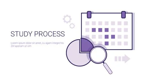 Study Process Business Analysis Concept Template Web Banner With Copy Space Illustrazione stock