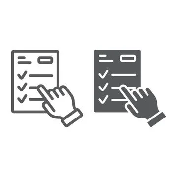 Study program line and glyph icon, e learning Stock Illustration