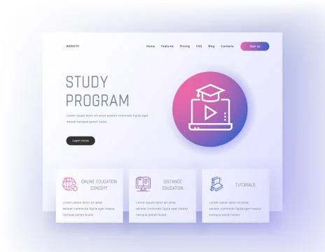 Study program, Online education concept, Distance education, Tutorials Landing Stock Illustration