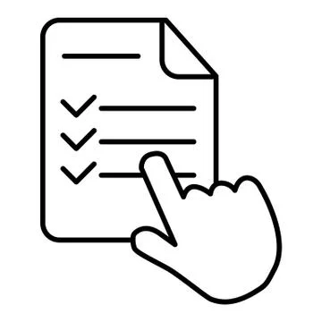 Study program thin line icon, e learning and education, finger on list sign Stock Illustration