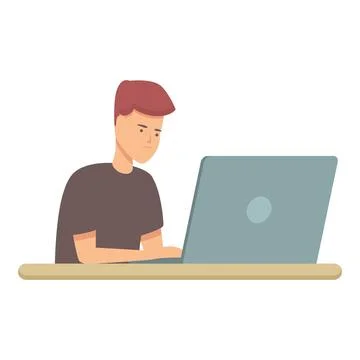 Study programming icon cartoon vector. Computer class Stock Illustration