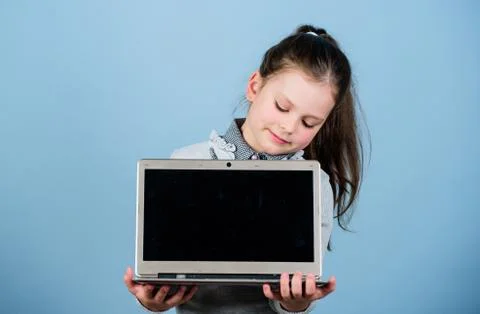 Study programming. Little child using pc. Life online. Surfing internet. Develop Stock Photos