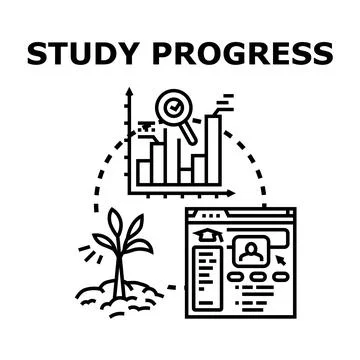 Study progress analyzing education growth development concept Stock Illustration