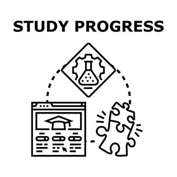 Study progress concept identifying education and knowledge development Stock Illustration