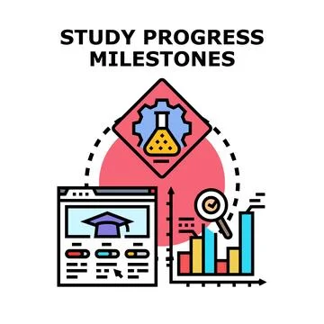 Study progress milestones achieving learning goals online イラスト素材