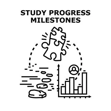 Study progress milestones achieving success strategy Stock Illustration