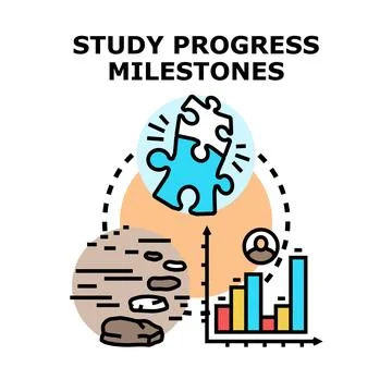 Study progress milestones achieving success strategy Stock Illustration