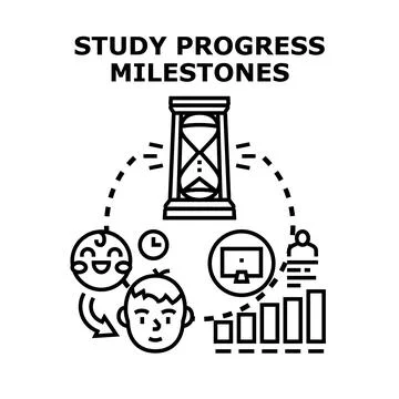 Study progress milestones indicating learning development process Stock Illustration
