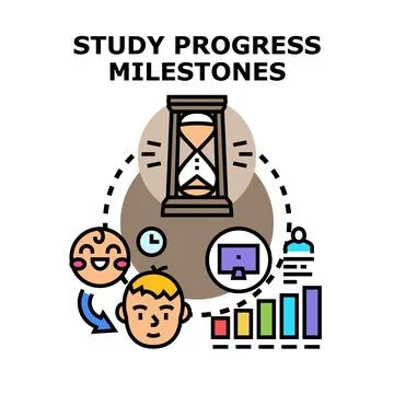 Study progress milestones indicating learning development process Stock Illustration