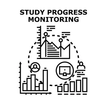 Study progress monitoring concept with data analytics Stock Illustration