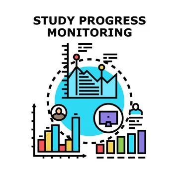 Study progress monitoring concept with data analytics Stock Illustration