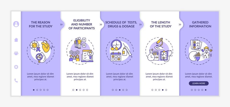 Study protocol elements onboarding vector template 스톡 일러스트